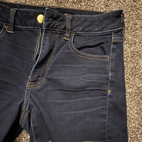 American Eagle Outfitters Hi Rise Shortie Denim Jeans Shorts Dark Wash - Picture 8 of 9